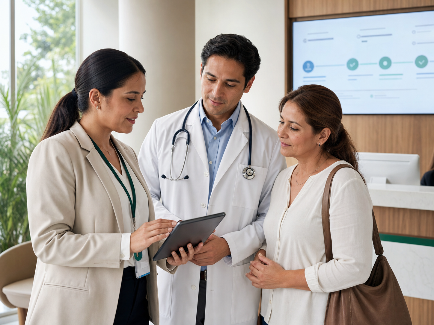 Equipo de salud coordinando el seguimiento y la experiencia de una paciente